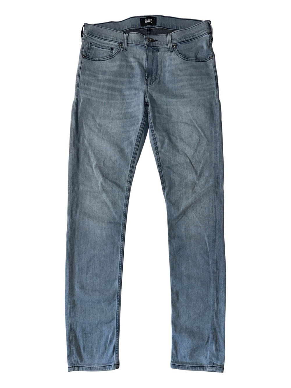 Paige mens 32x32 Croft skinny fit light blue stretch denim jeans EUC